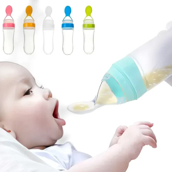 Silicone Baby Feeding Bottle with Spoon | BPA-Free