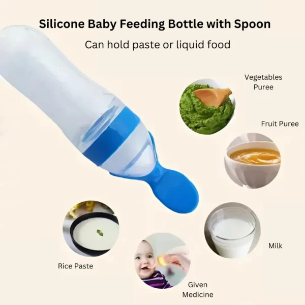 Silicone Baby Feeding Bottle with Spoon | BPA-Free