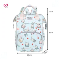 Light Green Rabbit Print Maternity Backpack – Baby Diaper Bag (38X18X26 cm)