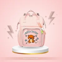 Waterproof Diaper Backpack for Mothers – Multi-Function Travel Nappy Bag (Pink)