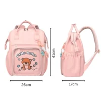 Waterproof Diaper Backpack for Mothers – Multi-Function Travel Nappy Bag (Pink)