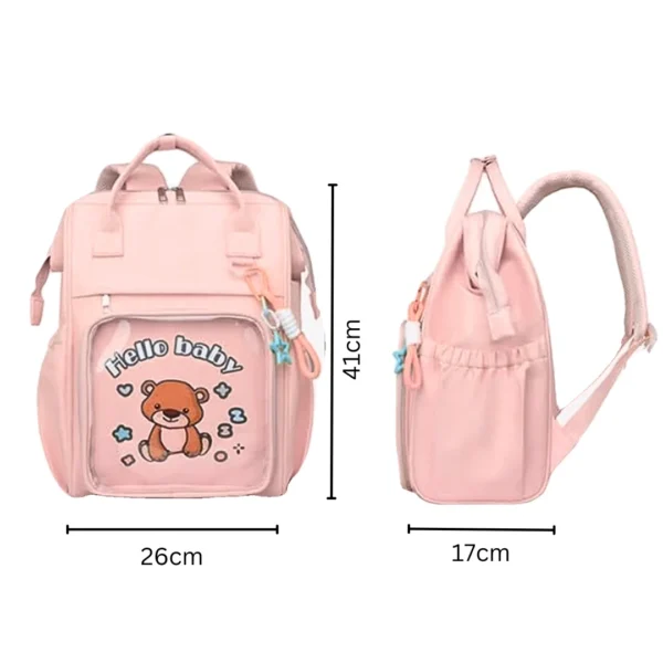 Waterproof Diaper Backpack for Mothers – Multi-Function Travel Nappy Bag (Pink)