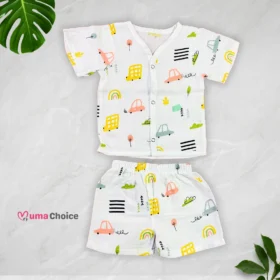 Muslin Half-Sleeve Jabla with Shorts – 0 to 3 Months, Soft & Breathable