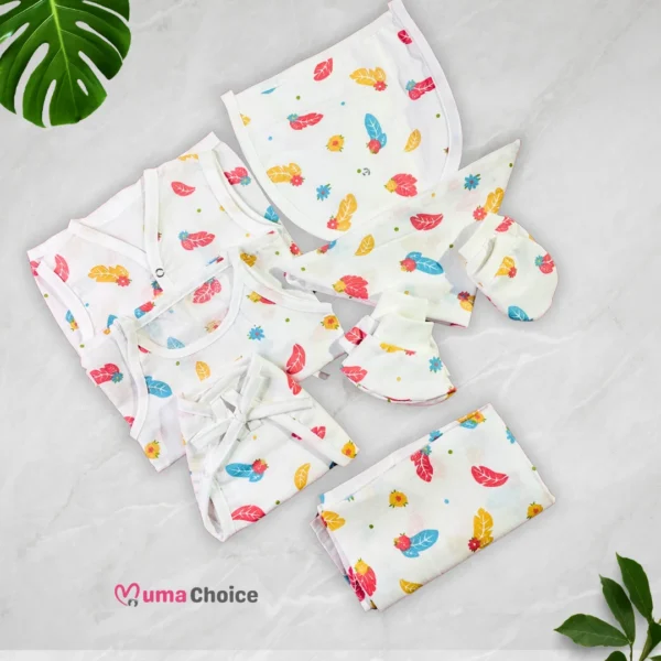 8 Pcs Muslin Newborn Baby Combo – 0 Size, Ultra-Soft Fabric